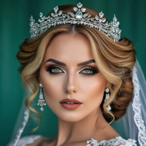 maquillaje mujer boda ojos verdes tiara